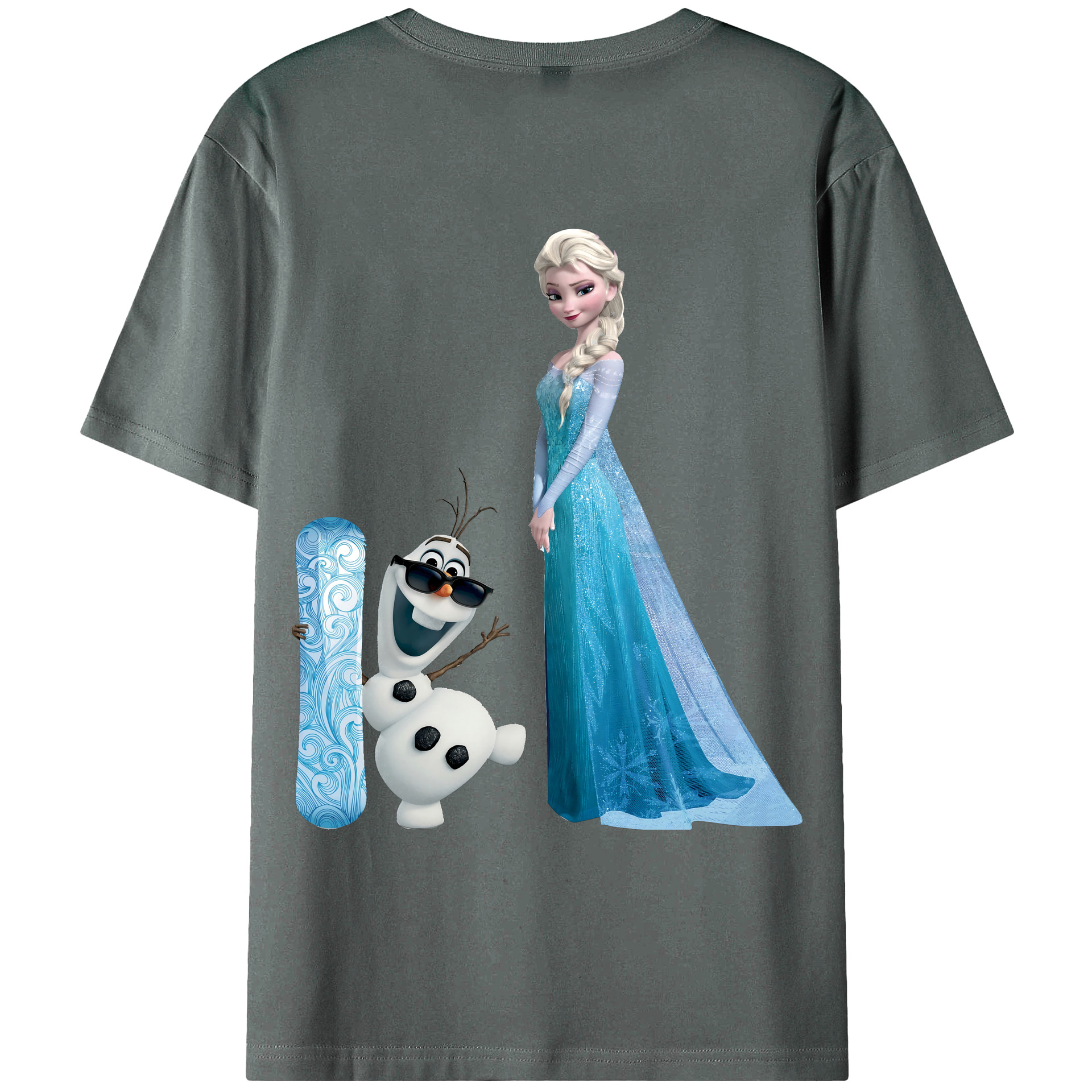 （画像用） アナと雪の女王 アンナ エルサ Frozen Anna Elsa 綿100％ メンズ半袖Tシャツ（バックプリント） 通気性